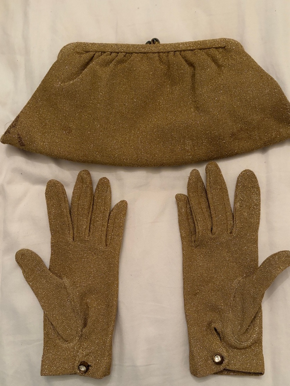 Gold Sparkle Clutch and Gloves Set - Women Accessories